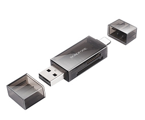 Card Reader Borofone DHB03 (USB/Lightning/MicroSD/SD) черный