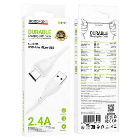 Дата кабель micro USB - USB Borofone BX121 2.4A 1м белый