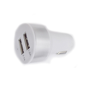 АЗУ-USB 2 выхода 1A/2.1А белый/серебро