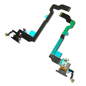 Шлейф iPhone X на системный разъем/микрофон Черный