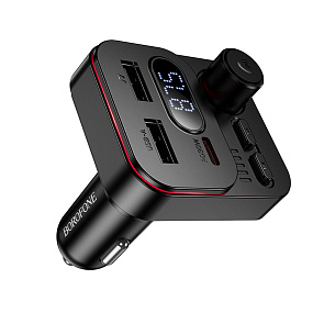 FM-модулятор Borofone BC61 (Bluetooth, 2USB, Type-C, BT5.4 30W) черный