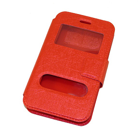 Чехол-книжка универсальная силиконовый ободок 5,5" боковой флип с имитацией царапин (1) красный