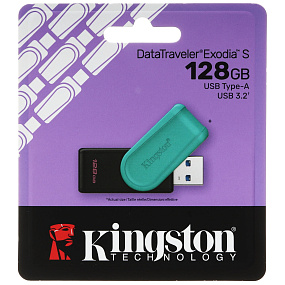128Gb Kingston DataTraveler Exodia S черный/бирюзовый 3.2