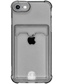 Кейс iPhone 7/8/SE 2020 силикон с визитницей прозрачный черный
