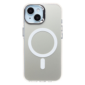 Кейс iPhone 15 силикон SafeMag SM025 белый