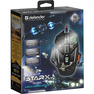 Мышь проводная игровая Defender GM-390L Starx USB черная