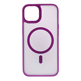 Кейс iPhone 14 силикон Magsafe прозрачный розовый
