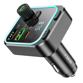 FM-модулятор Borofone BC53 (Bluetooth, 2USB, Type-C, 30W, QC3.0, TF) черный
