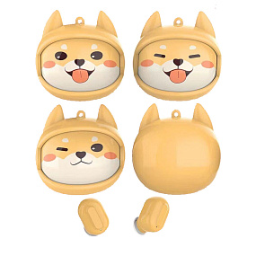 Bluetooth наушники беспроводные Lovable Shiba inu желтые(УЦЕНКА)повр.упак